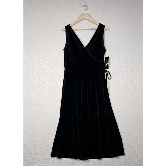 Mariage Velvet Dress sz 14 Black Sleeveless Surplice Neckline Evening Formal - Picture 14 of 14